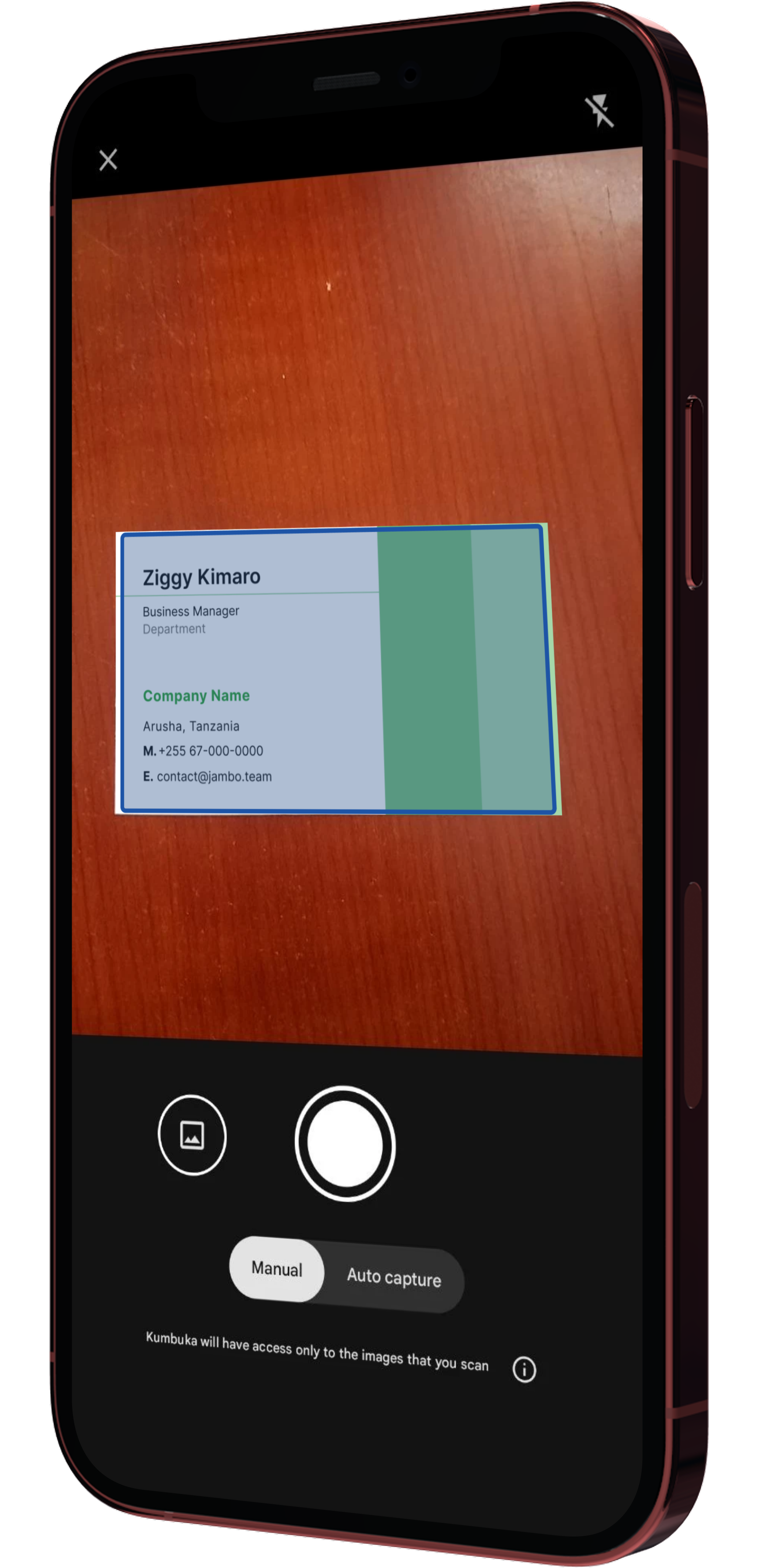 Kumbuka scan screen mockup