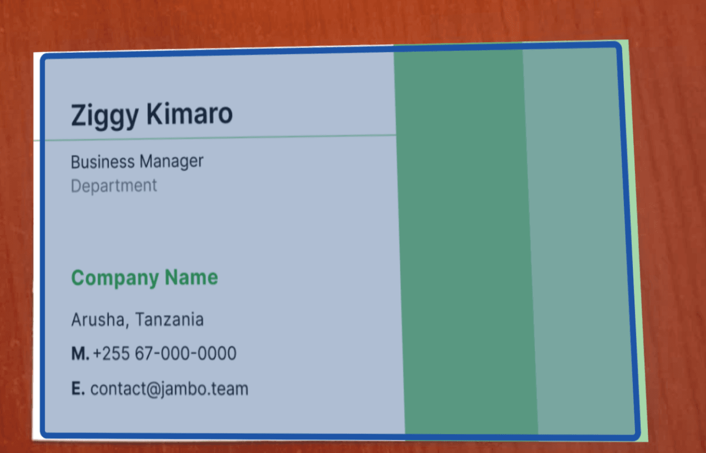 Scanned business card